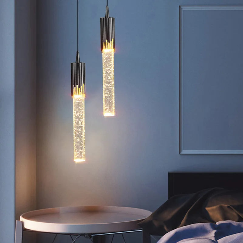 Maliben | Glass Pendant Lamp In Cylindrical Shape - Lustreau