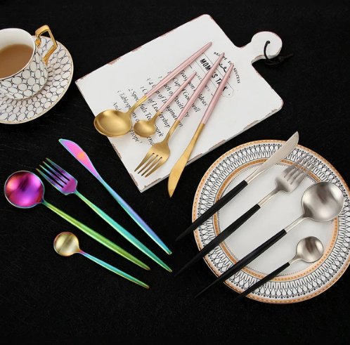 Maliben | Golden & Silver 24-Piece Cutlery Set For Luxury Dining