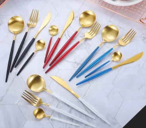 Maliben | Golden & Silver 24-Piece Cutlery Set For Luxury Dining