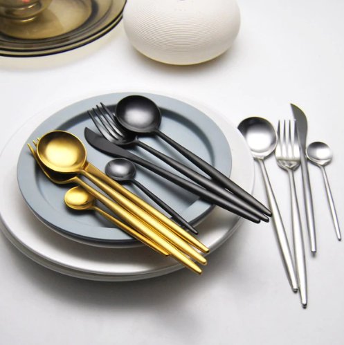 Maliben | Golden & Silver 24-Piece Cutlery Set For Luxury Dining
