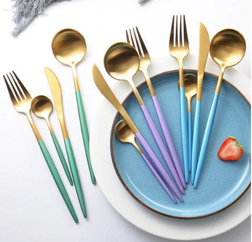 Maliben | Golden & Silver 24-Piece Cutlery Set For Luxury Dining