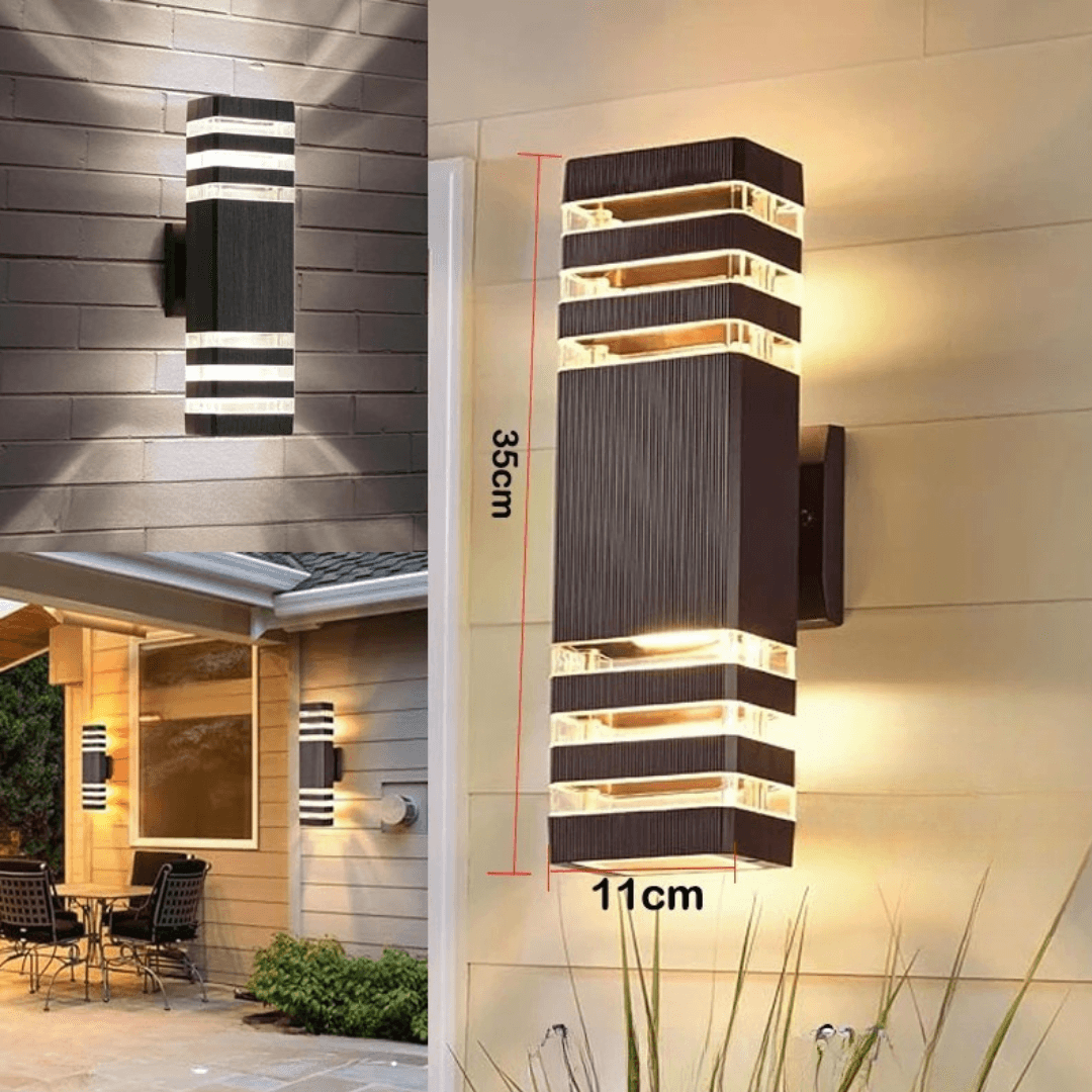 Maliben | Lumibloc Led Outdoor Wall Light | Up & Down Effect | E27 Socket | Ip65 Waterproof | Modern Design For Garden & Balcony