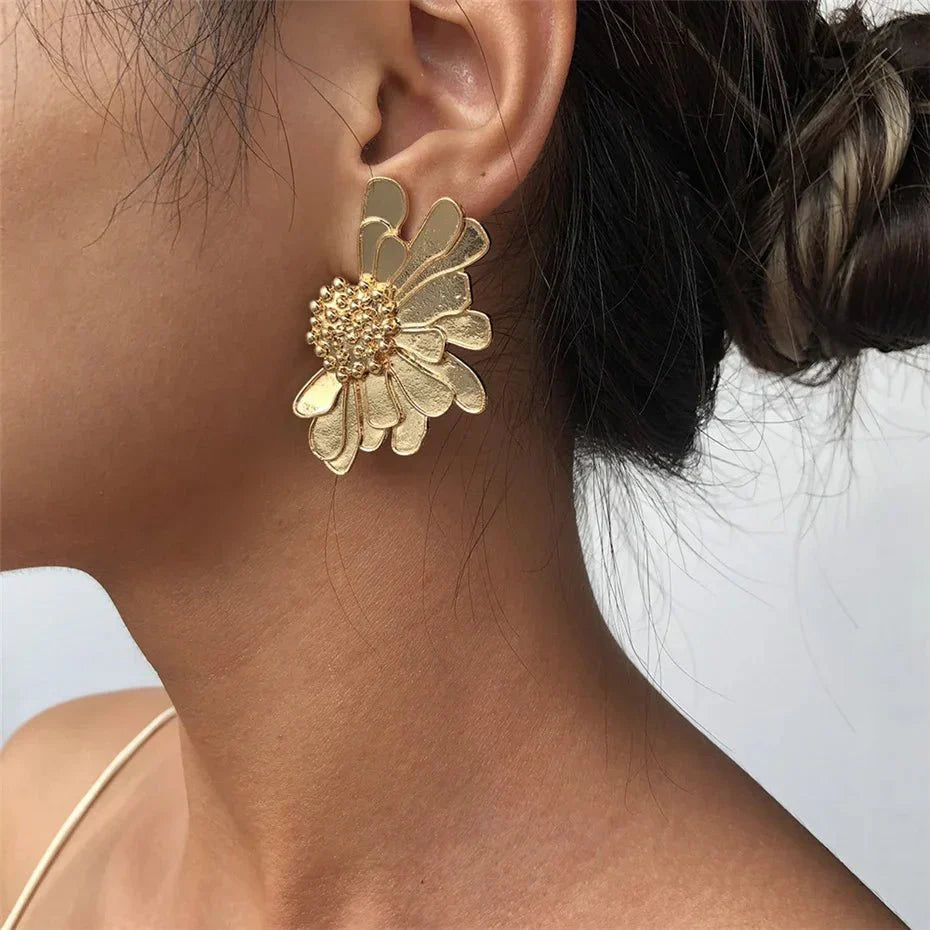 Maliben | Half Flower Enamel Earrings