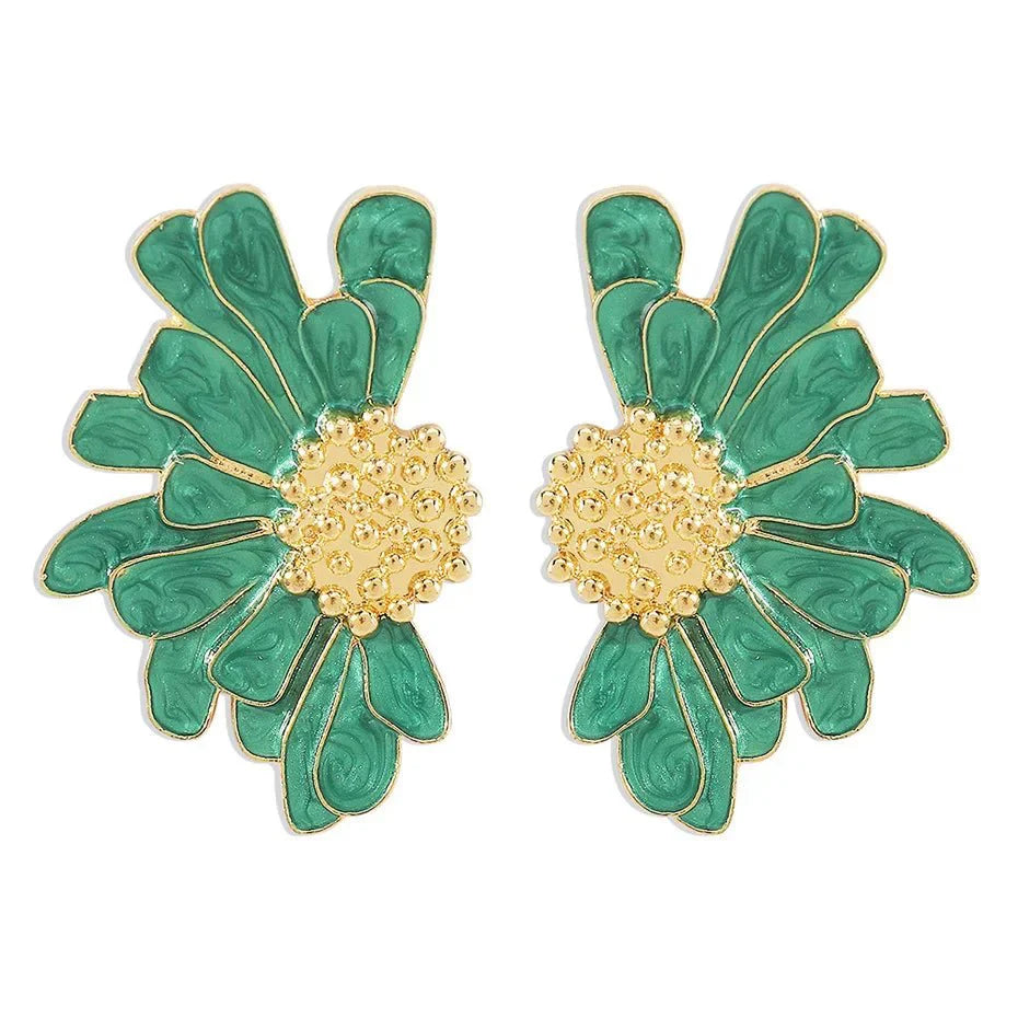 Maliben | Half Flower Enamel Earrings