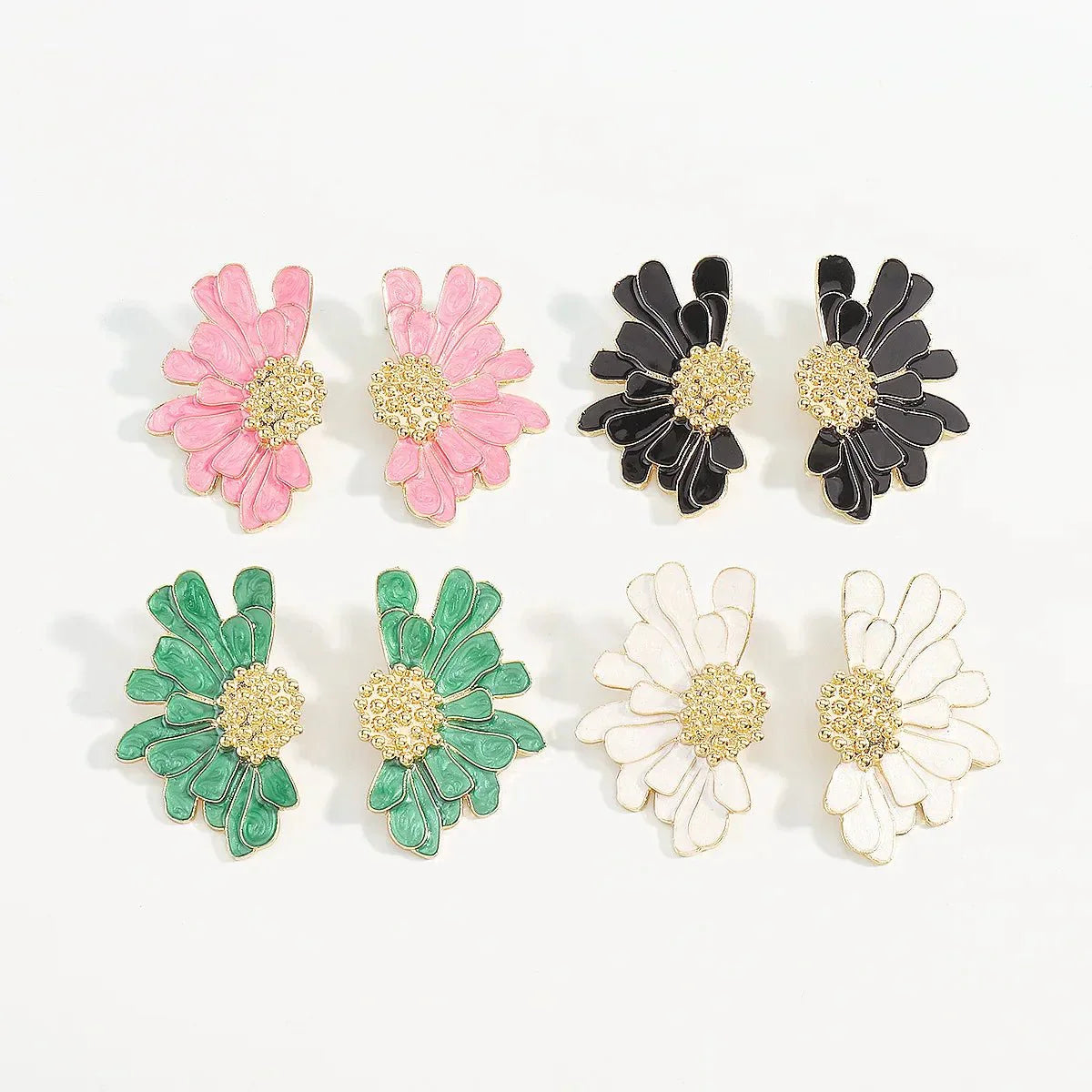 Maliben | Half Flower Enamel Earrings