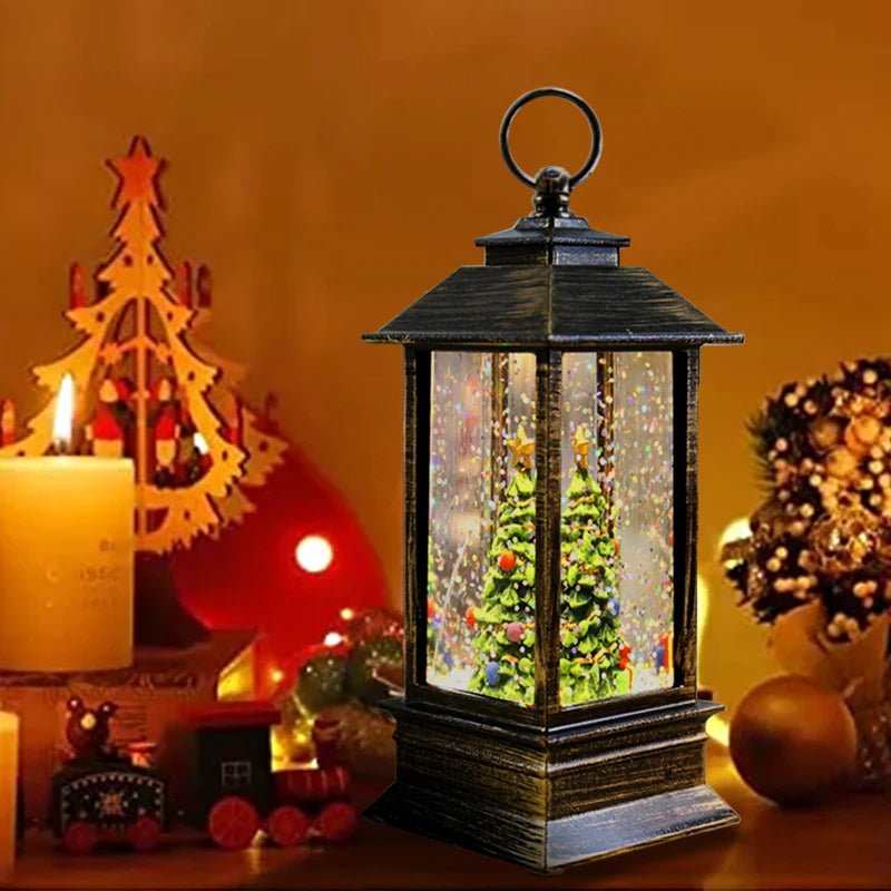 Maliben | Holiday Lantern - Christmas Snow Globe Vintage Lantern Suitable For Party, Wedding, Indoor, Outdoor And Patio