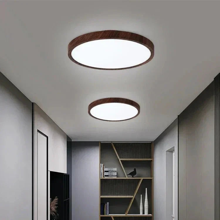 Maliben | Modern Circular CeilIng Lamp With Adjustable Led Lighting in Warm Walnut Color For Living Room And Bedroom