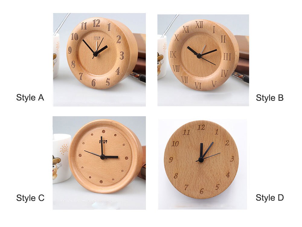 Maliben | Beech Wood Alarm Clock Small, No Screen Minimalist Desk Clock, Nightstand Clock, Gift for Him