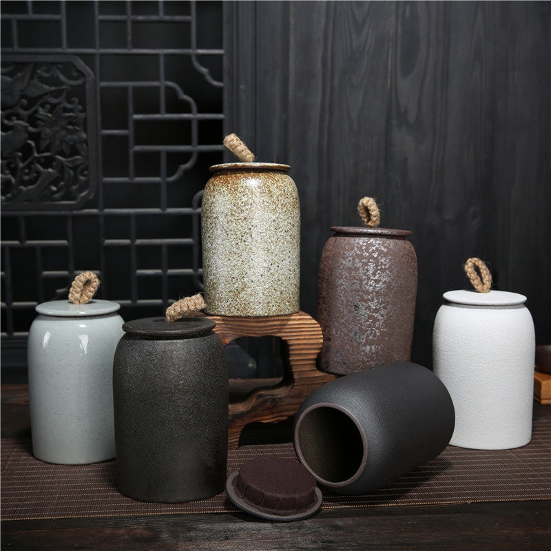Maliben | Kitchen Vintage Storage Jar for Cookies and Sugar | Airtight Ceramic Pot Gong Fu
