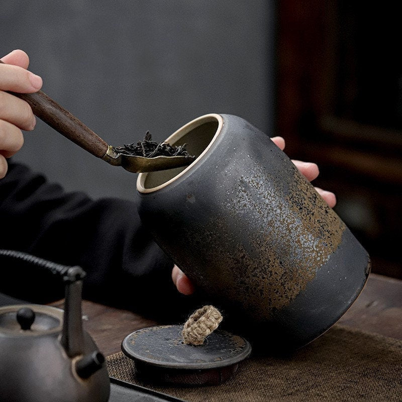 Maliben | Kitchen Vintage Storage Jar for Cookies and Sugar | Airtight Ceramic Pot Gong Fu