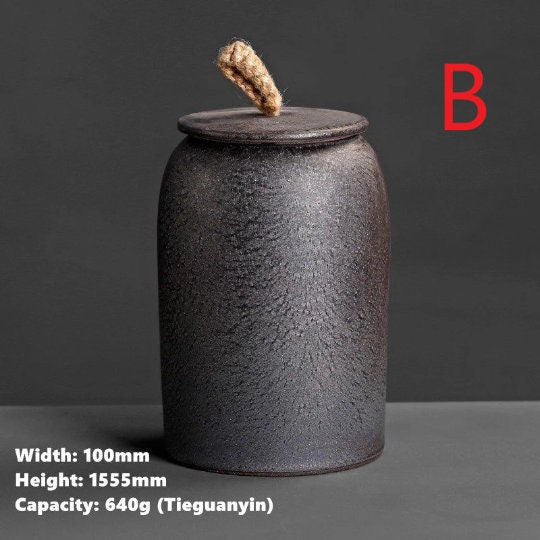 Maliben | Kitchen Vintage Storage Jar for Cookies and Sugar | Airtight Ceramic Pot Gong Fu