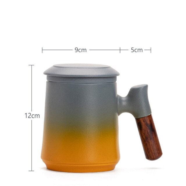 Maliben | Japanese Ceramic Tea Mug Set with Tea Strainer and Lid, Handmade