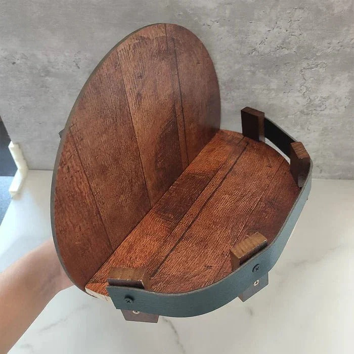 Maliben | Rustic Whiskey Barrel Shelf – Bourbon Bottle Wall Display Rack