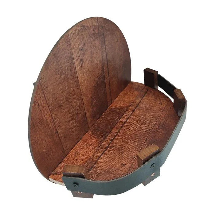 Maliben | Rustic Whiskey Barrel Shelf – Bourbon Bottle Wall Display Rack