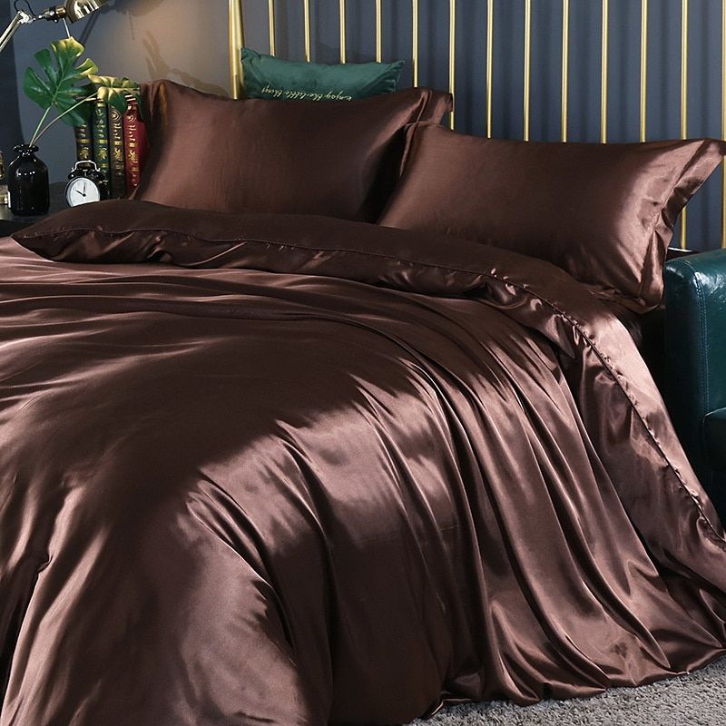 Maliben | Silk/Satin Bed Linen Duvet Cover Luxury Set (2x Pillowcase, 1x Fitted Sheet, 1x Duvet)