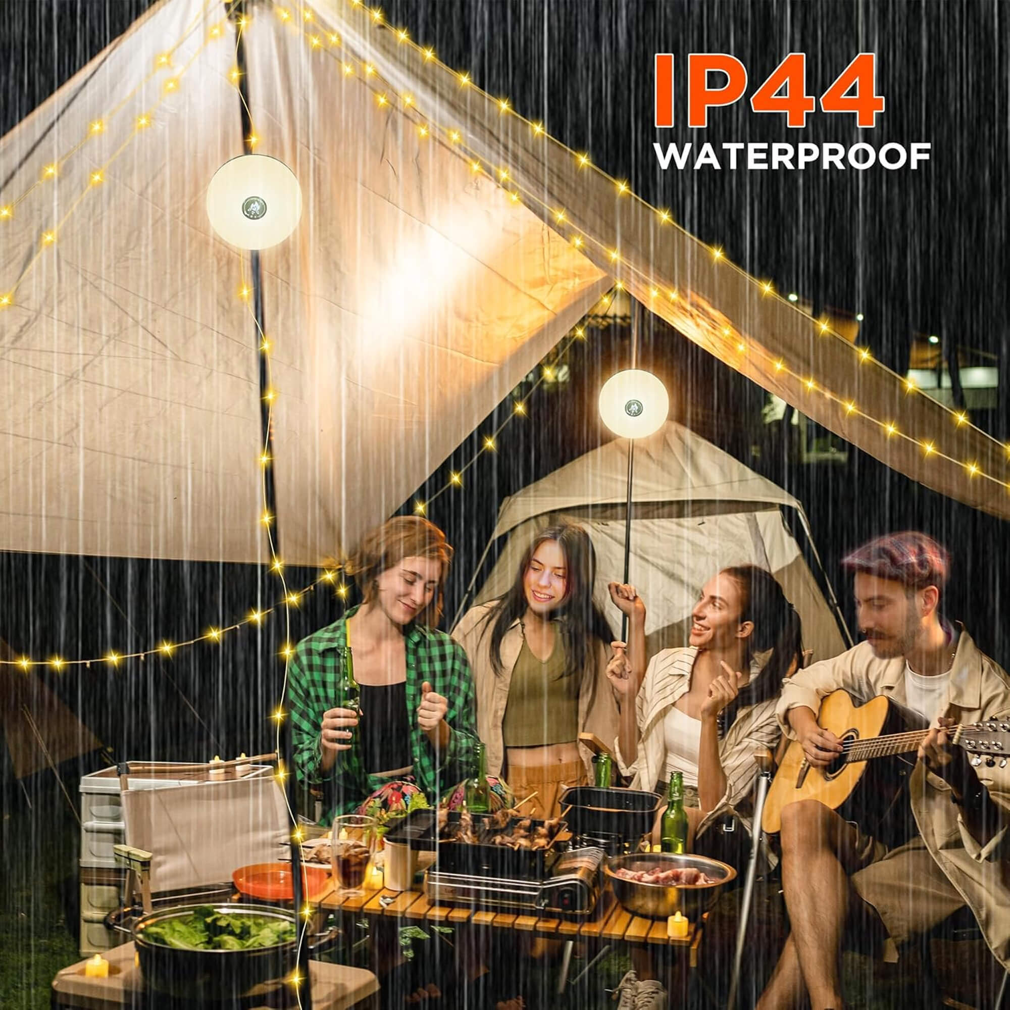 Maliben | 4 In 1 Camp Light – Portable Camping Lantern, String Lights With 8 Lighting Modes, Rechargeable Power Bank For Outdoor Adventures