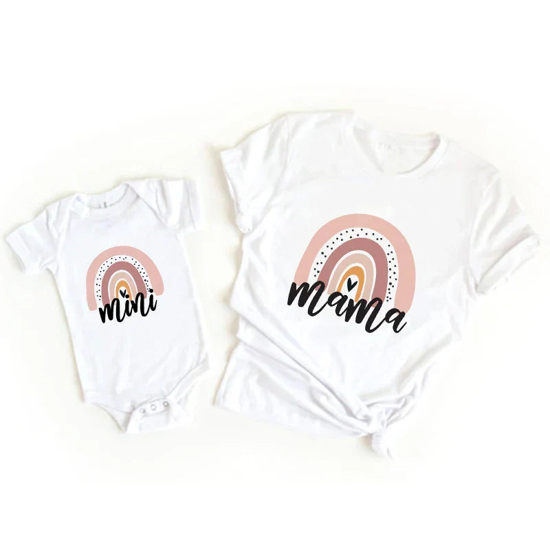 Maliben | Mama & Daughter - MatchIng T-Shirt & Romper in Rainbow Design