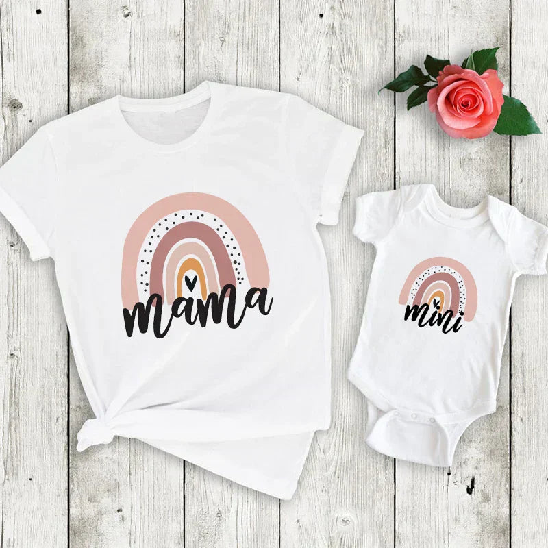 Maliben | Mama & Daughter - MatchIng T-Shirt & Romper in Rainbow Design