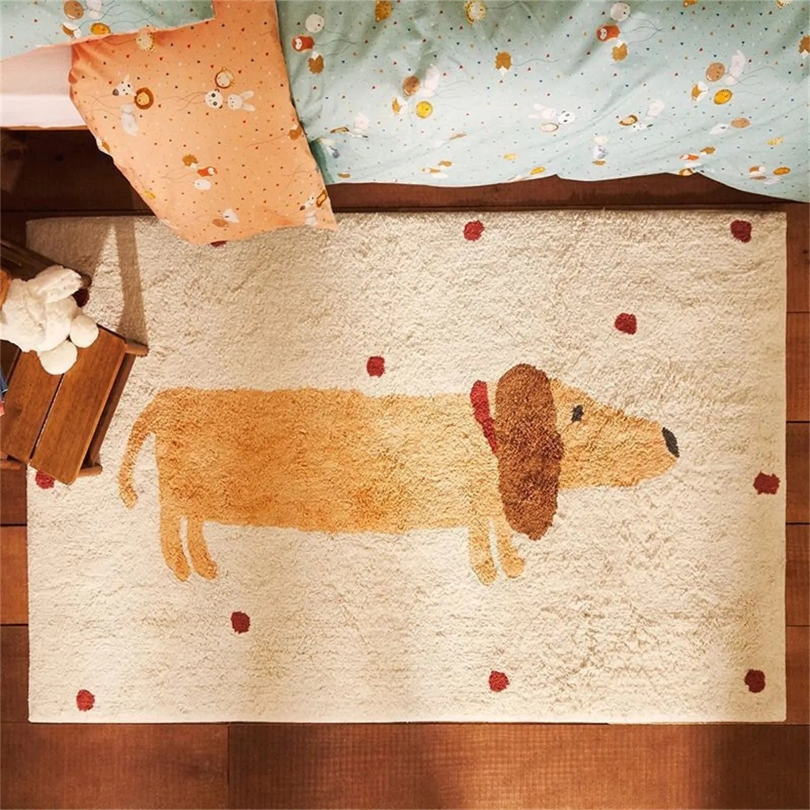Maliben | Soft Rug With Dachshund Pattern – Cozy Children's Rug For The Bedroom