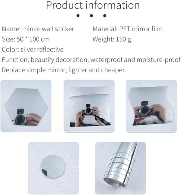 Maliben | Flexible Mirror Sheets | Shatterproof Pet Wall Mirror | Peel & Stick Design | Lightweight & Safe