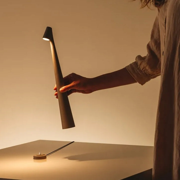 Maliben | Sculpting Table Lamp Wireless Led Lamp Solid Aluminium 10000mah Battery 3-Level Dimming Cri 90 Usb-C Charging Port Warm White 2700k
