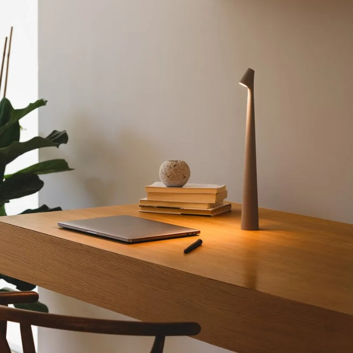 Maliben | Sculpting Table Lamp Wireless Led Lamp Solid Aluminium 10000mah Battery 3-Level Dimming Cri 90 Usb-C Charging Port Warm White 2700k