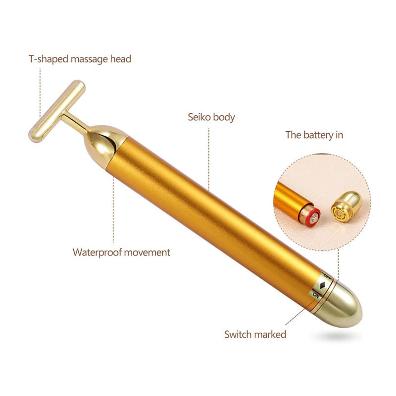 Maliben | Energy 24K Gold T Beauty Bar Facial Roller Massager