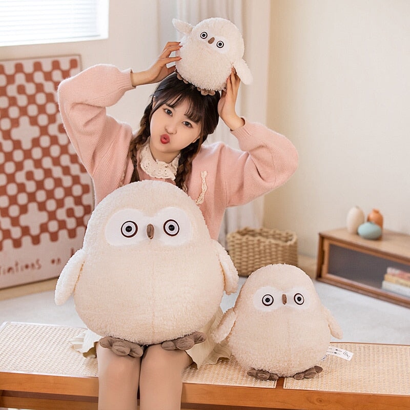Maliben | Biege Shocked Chonky Owl Plushie