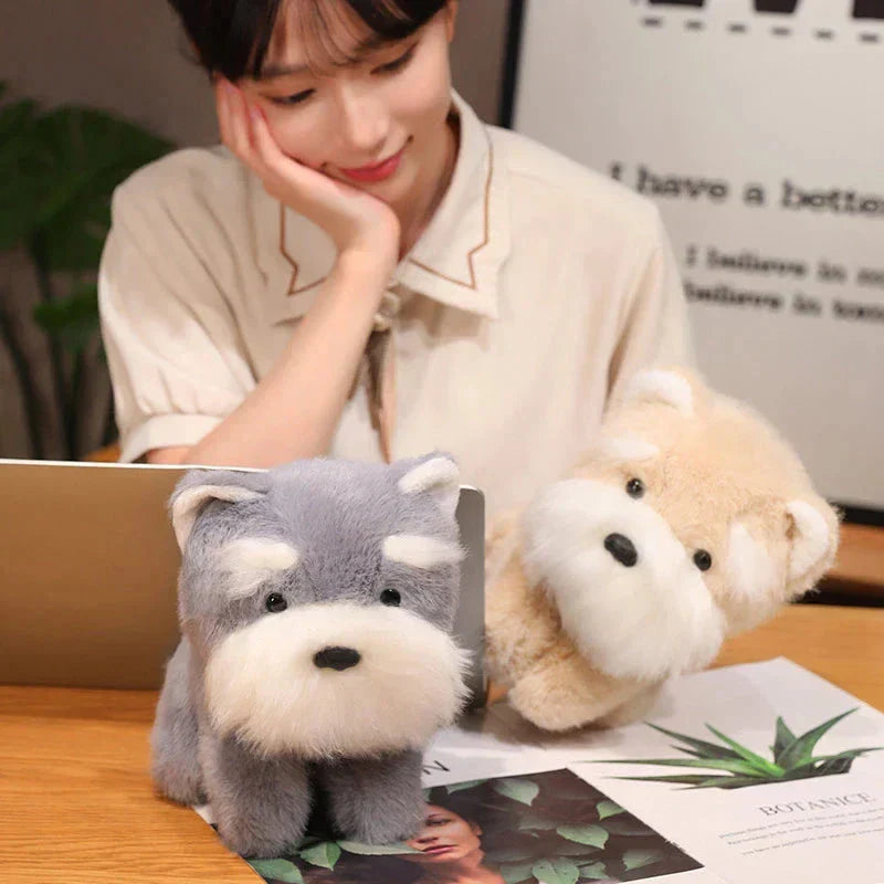 Maliben | Fluffy Gray Biege Schnauzer Dog Plushie