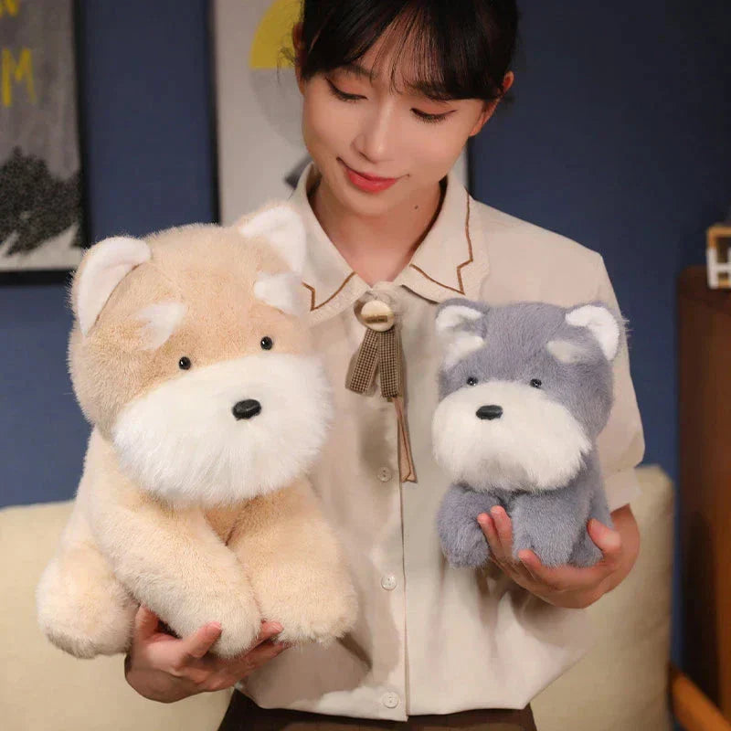 Maliben | Fluffy Gray Biege Schnauzer Dog Plushie
