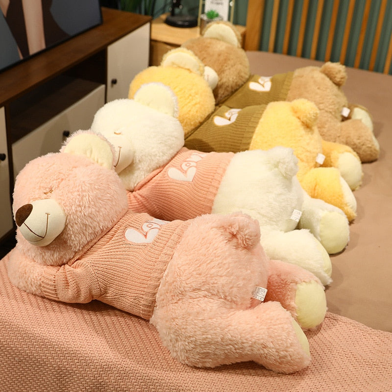 Maliben | Fluffy Sleeping Brown White Dog Bear Plushie