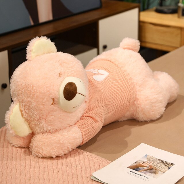 Maliben | Fluffy Sleeping Brown White Dog Bear Plushie