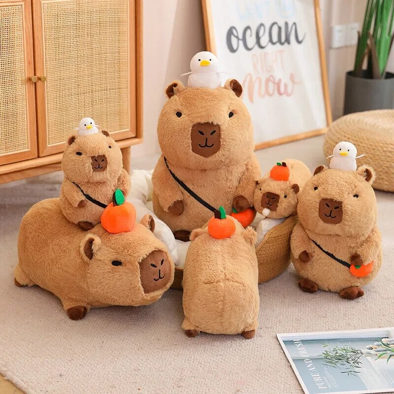 Maliben | Fluffy Sleepy Capybara With Orange Plushie