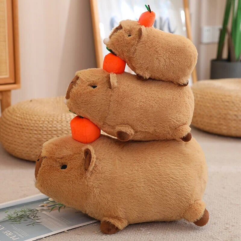 Maliben | Fluffy Sleepy Capybara With Orange Plushie