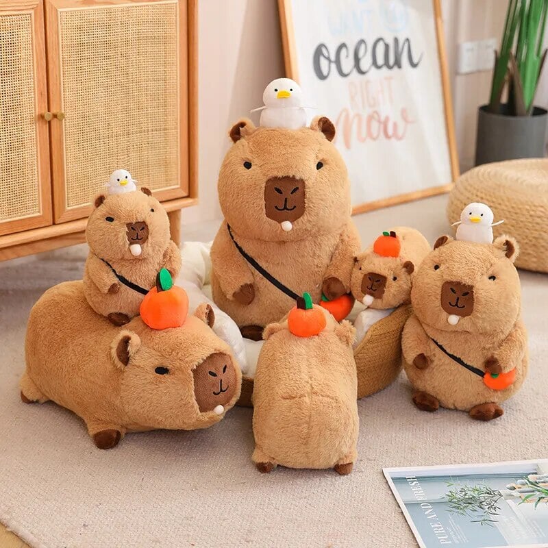 Maliben | Fluffy Sleepy Capybara With Orange Plushie