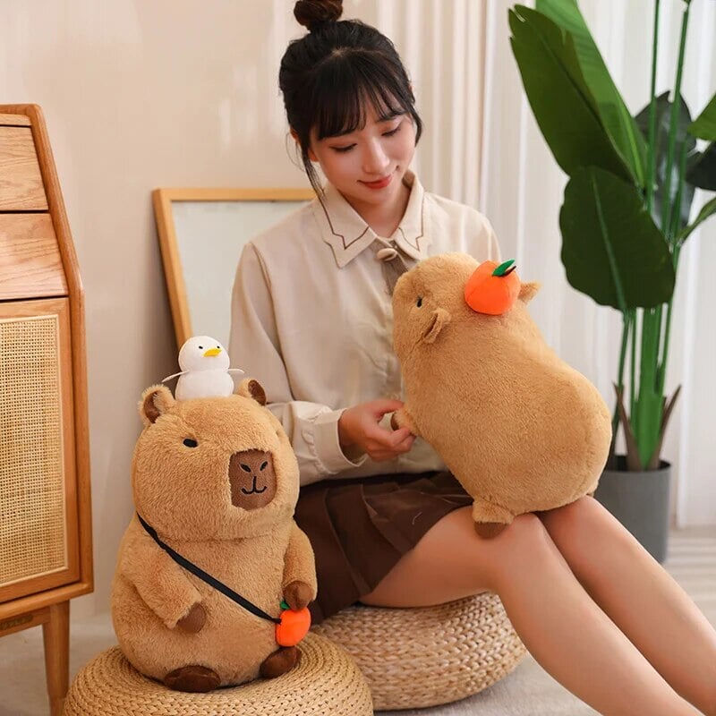 Maliben | Fluffy Sleepy Capybara With Orange Plushie