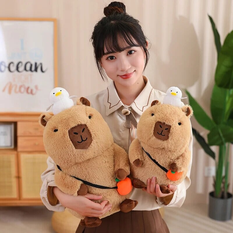 Maliben | Fluffy Sleepy Capybara With Orange Plushie