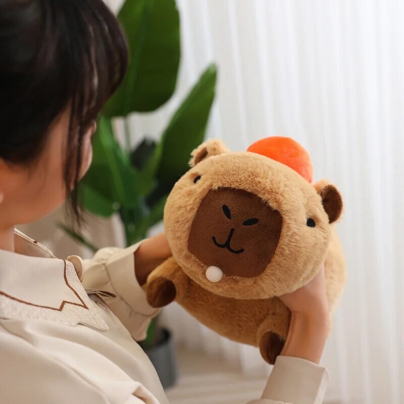 Maliben | Fluffy Sleepy Capybara With Orange Plushie
