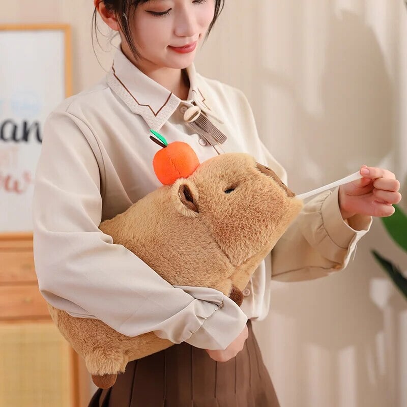 Maliben | Fluffy Sleepy Capybara With Orange Plushie