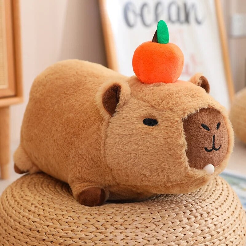 Maliben | Fluffy Sleepy Capybara With Orange Plushie