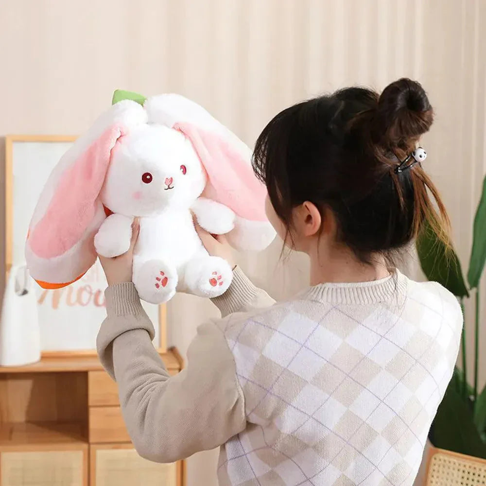 Maliben | Fluffy Strawberry Carrot Bunny Zip Up Plushie