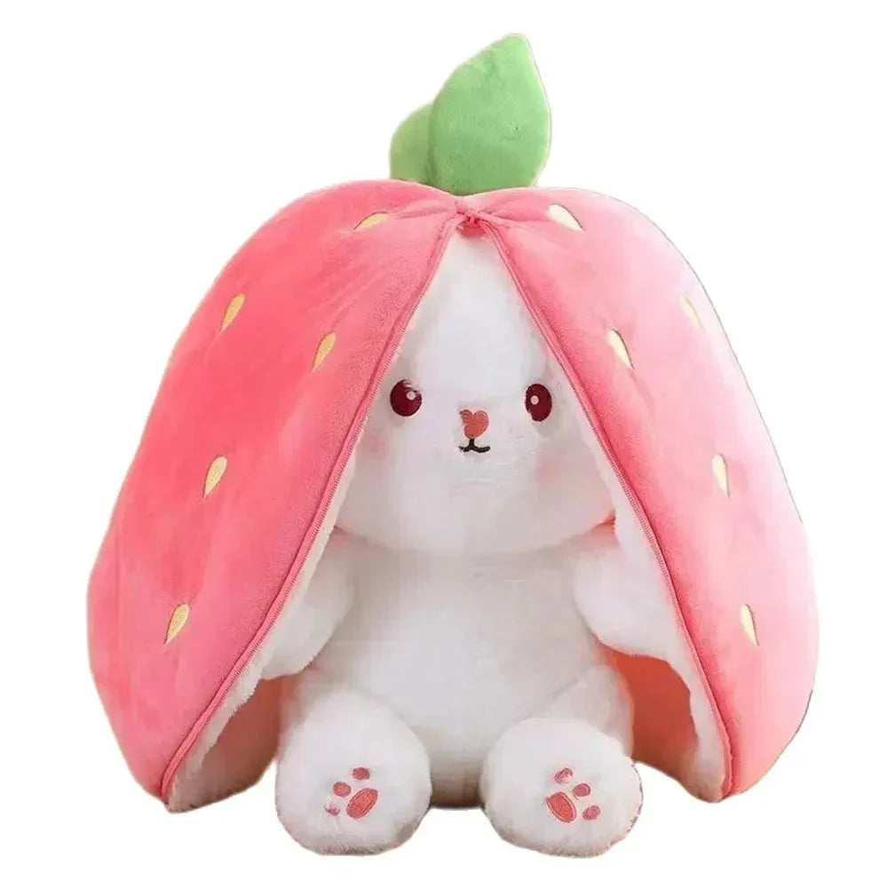 Maliben | Fluffy Strawberry Carrot Bunny Zip Up Plushie