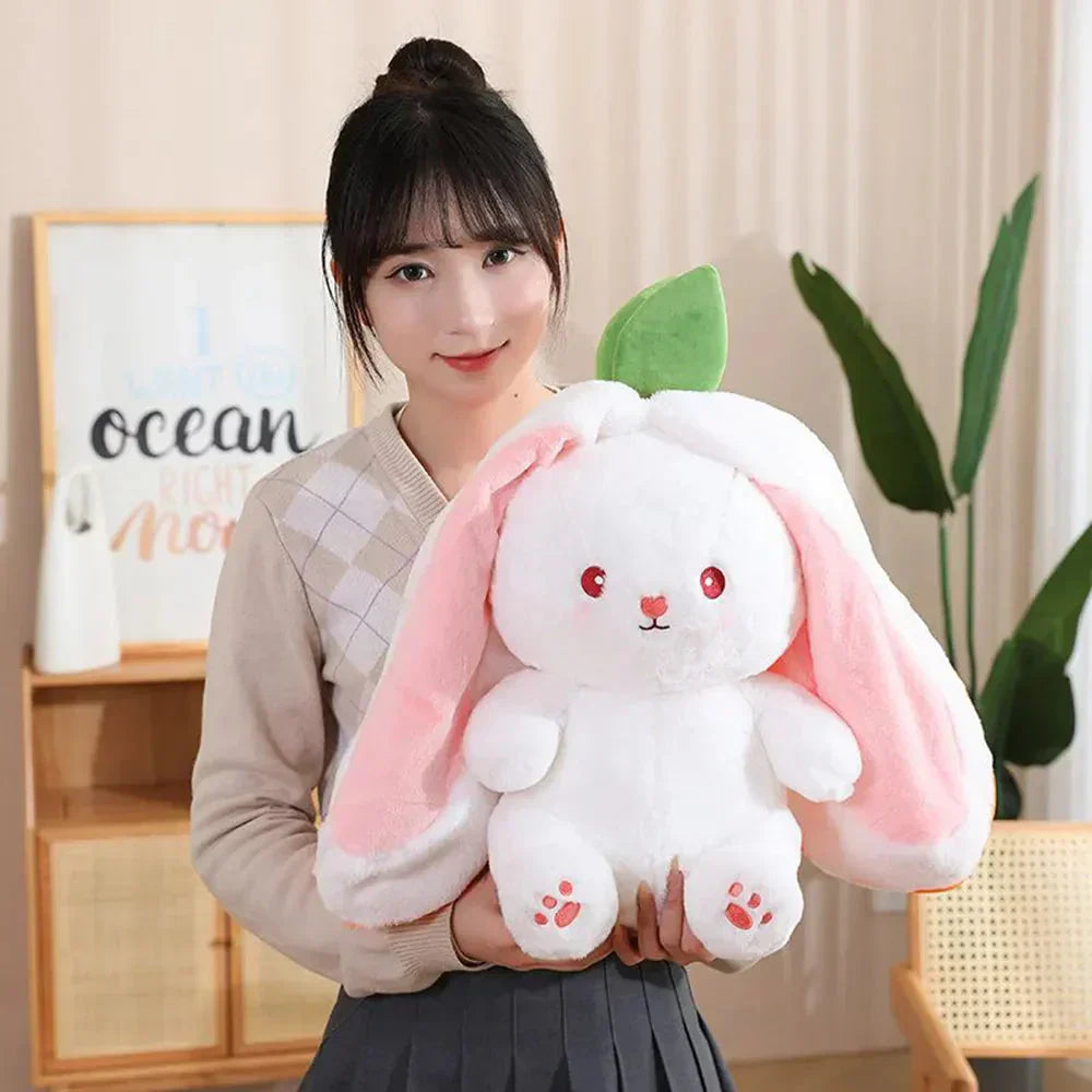Maliben | Fluffy Strawberry Carrot Bunny Zip Up Plushie