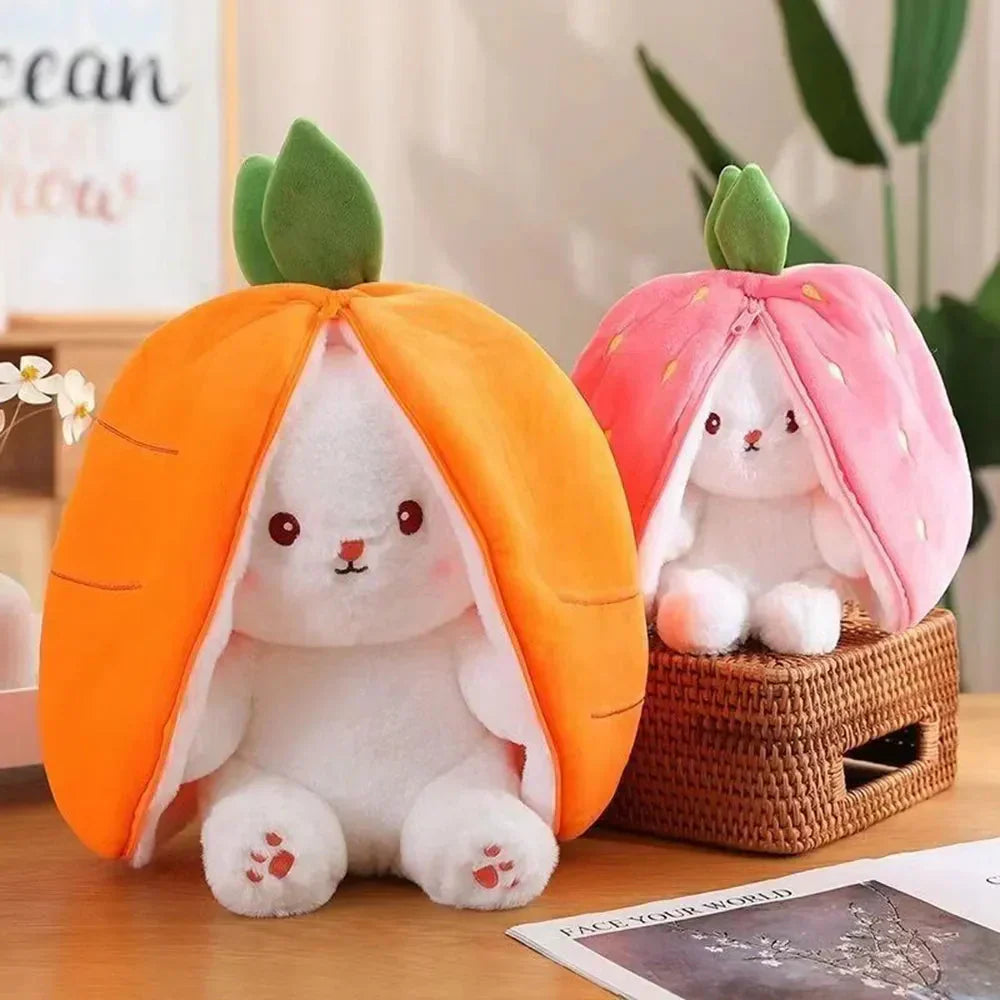 Maliben | Fluffy Strawberry Carrot Bunny Zip Up Plushie