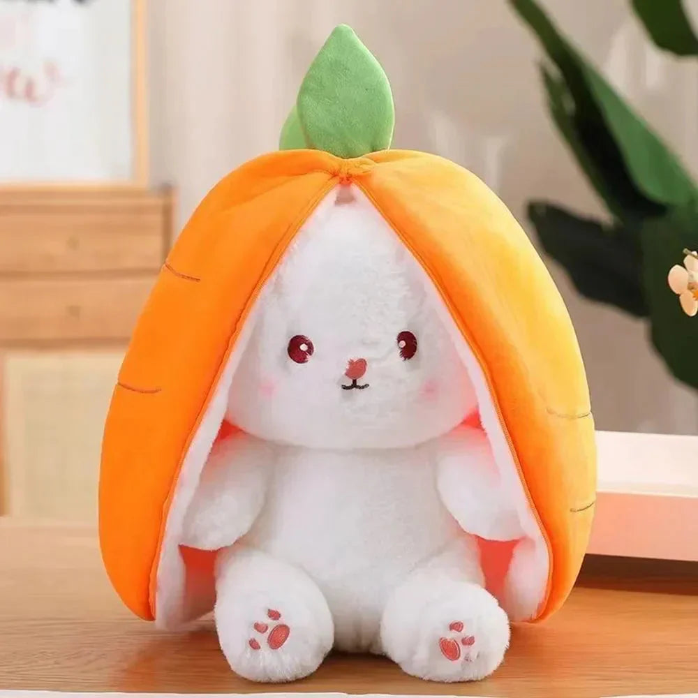 Maliben | Fluffy Strawberry Carrot Bunny Zip Up Plushie