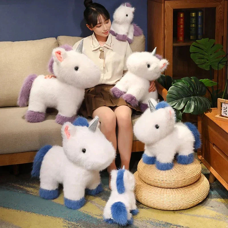 Maliben | Fluffy White Blue Purple Chibi Unicorn Plushie