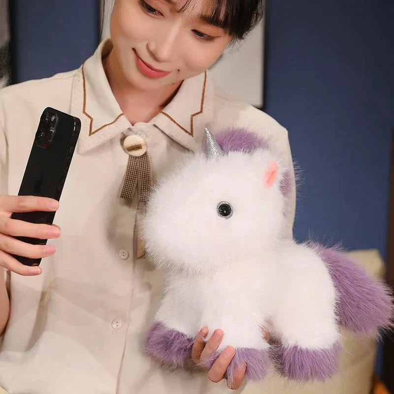 Maliben | Fluffy White Blue Purple Chibi Unicorn Plushie