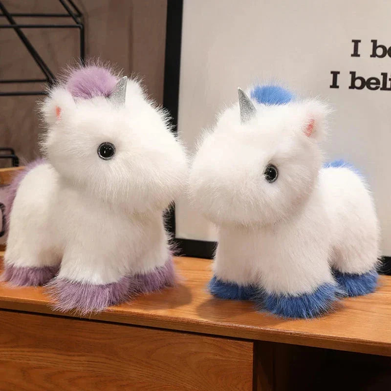 Maliben | Fluffy White Blue Purple Chibi Unicorn Plushie