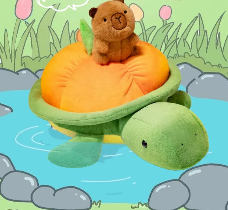 Maliben | Green Orange Turtle Plush Backpack