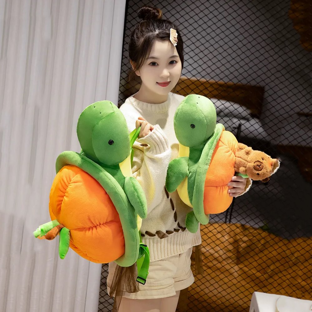 Maliben | Green Orange Turtle Plush Backpack